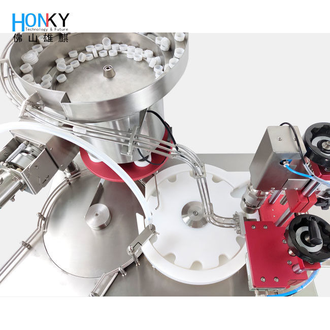 Machine automatique de fermeture de flacon de bureau avec une vitesse de 25 BPM, conception en acier inoxydable 304 et pompe en céramique pour le remplissage de précision